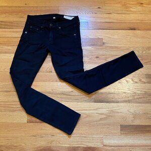 Rag & Bone Women's Sz 26 Jeans Skinny Black Nero Capri Lightweight READ